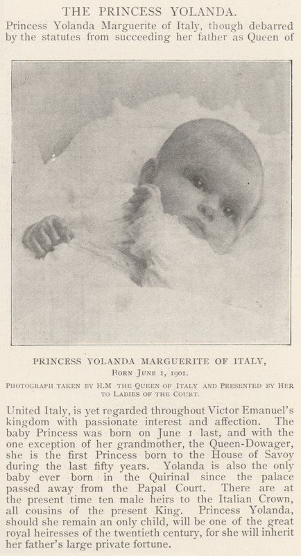 1901年6月1日生まれのイタリアのプリンセスヨランダマルグリット 作： 英語の写真家