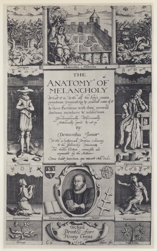 R Burton, The Anatomy of Melancholy, Third edition, J Lichfield for H Cripps, Oxford 1628 (b/w photo) 作： 英語の写真家