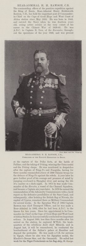 ベナンへの懲罰遠征隊の司令官、CB提督HM Rawson少将 作： 英語の写真家