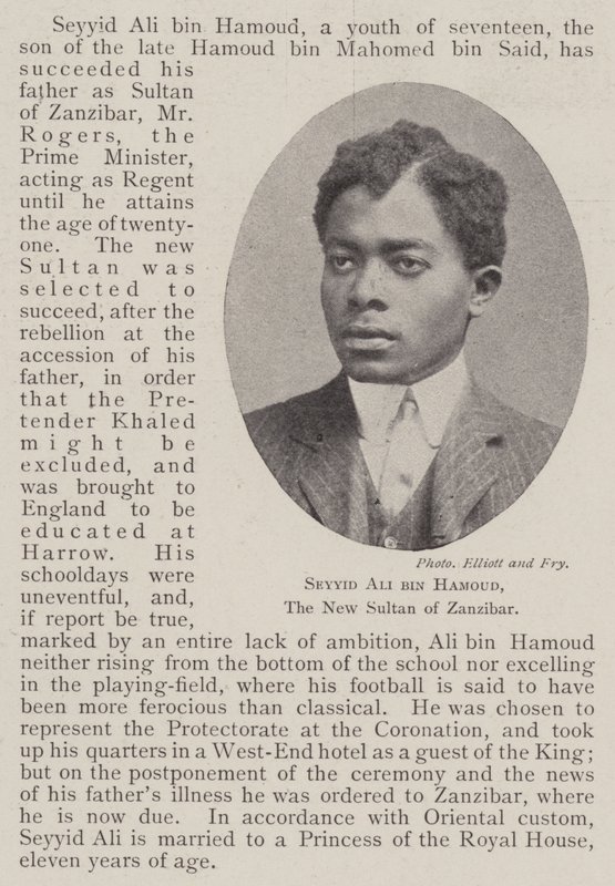 Seyyid Ali bin Hamoud、ザンジバルの新しいスルタン 作： 英語の写真家