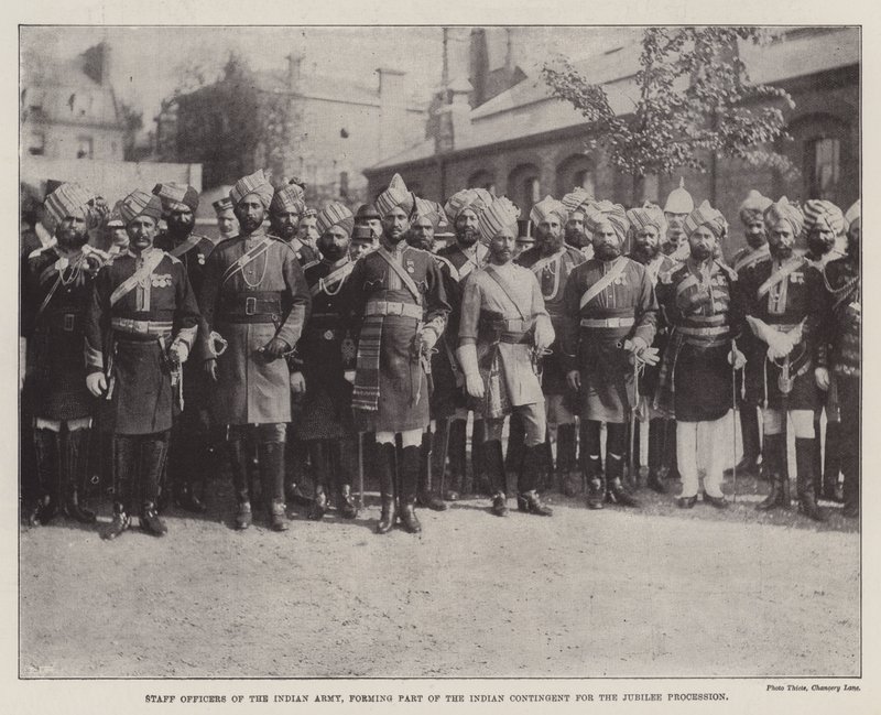 ジュビリー行列のインド派遣団の一部を形成するインド軍の参謀 作： 英語の写真家