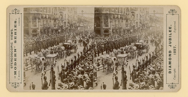 ビクトリア女王のダイヤモンドジュビリーの立体プリント、1897年6月28日 作： 英語の写真家