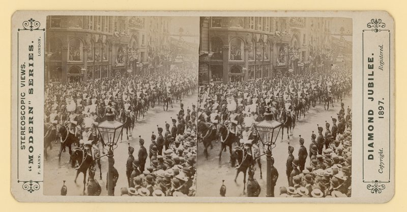 ビクトリア女王のダイヤモンドジュビリーの立体プリント、1897年6月28日 作： 英語の写真家