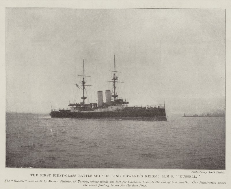 エドワーズ王の最初のファーストクラスバトルシップ、HMSラッセル 作： 英語の写真家