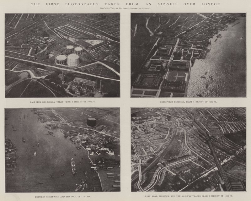 ロンドン上空の船から撮った最初の写真 作： 英語の写真家