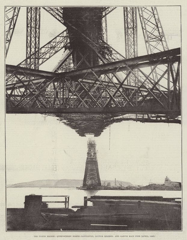 フォースブリッジ、クイーンズフェリーノースカンチレバー、下部メンバー、ガービーメインピア（1889年4月） 作： 英語の写真家