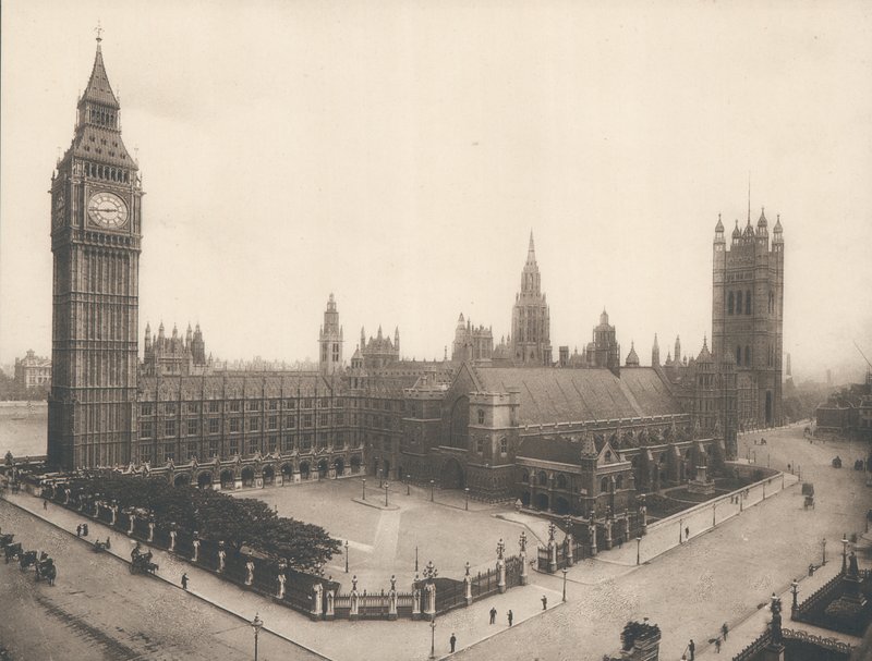 国会議事堂とビッグベン、ロンドン、c 1900 作： 英語の写真家
