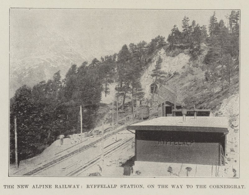ゴルナーグラートに向かう途中の新しい高山鉄道、Ryffelalp駅 作： 英語の写真家