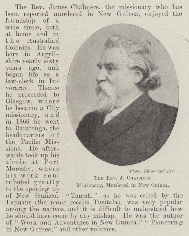 1901年4月、ニューギニアで宣教師、Jチャーマーズ牧師が殺害 作： 英語の写真家
