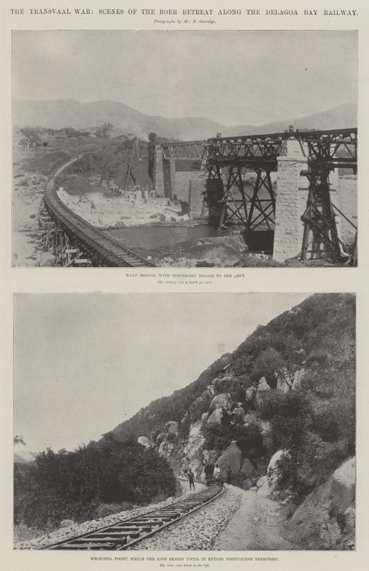 トランスバール戦争、デラゴアベイ鉄道沿いのボーアリトリートのシーン 作： 英語の写真家