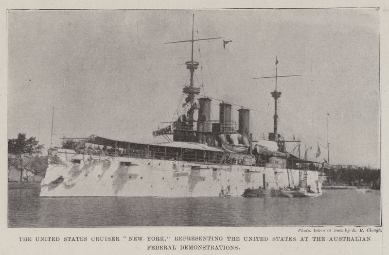 オーストラリア連邦デモで米国を代表する米国巡洋艦ニューヨーク 作： 英語の写真家