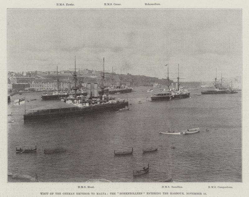 1898年11月15日、マルタへのドイツ皇帝の訪問、ホーエンツォレルンの入港 作： 英語の写真家