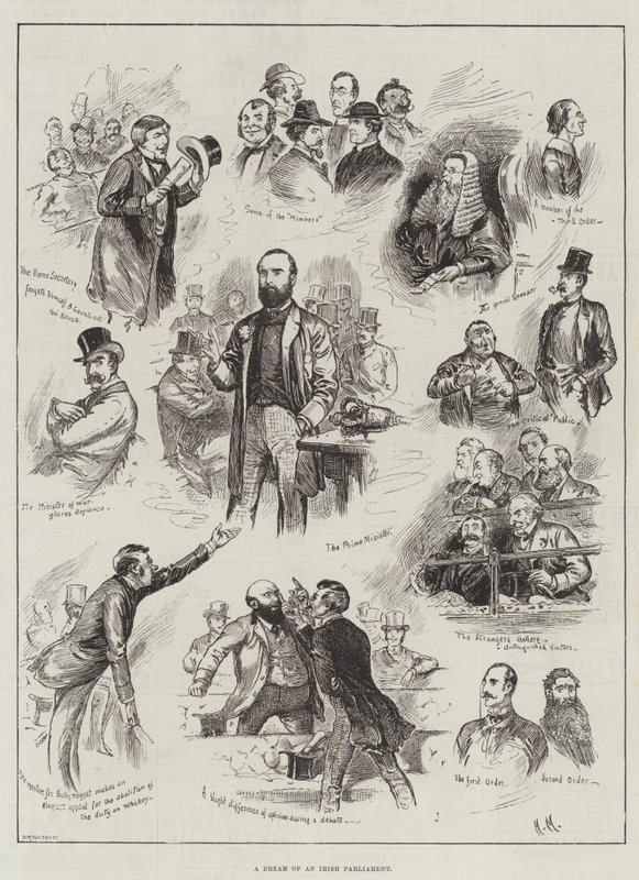 アイルランド議会の夢（版画 作： 英語学校