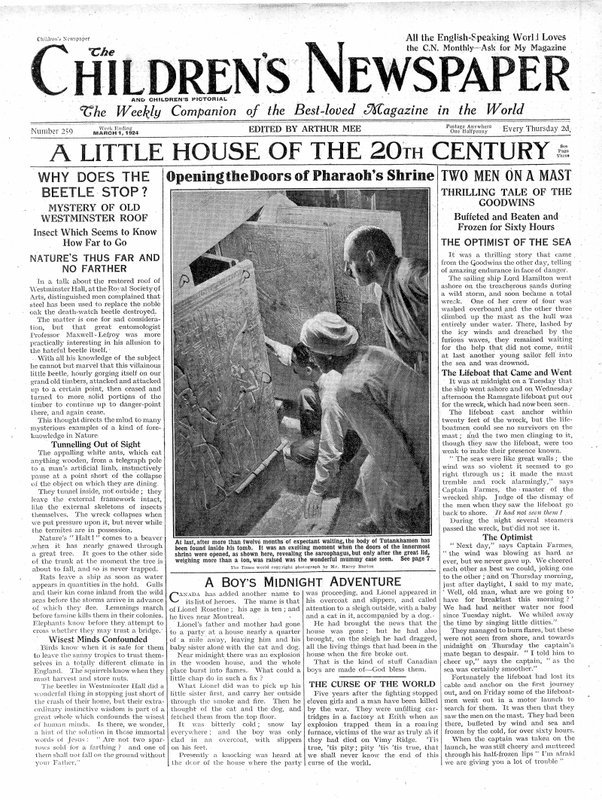 20世紀の小さな家、1924年3月、「The Children&39;s Newspaper」のフロントページ（新聞） 作： 英語学校