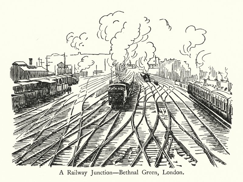 A Railway Junction, Bethnal Green, London (litho) 作： 英語学校