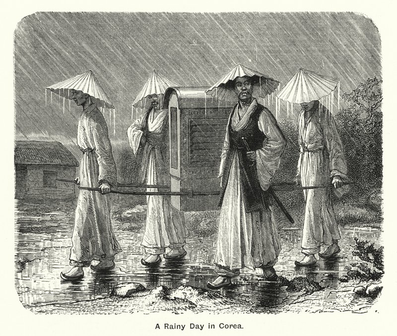 コリアの雨の日（彫刻 作： 英語学校