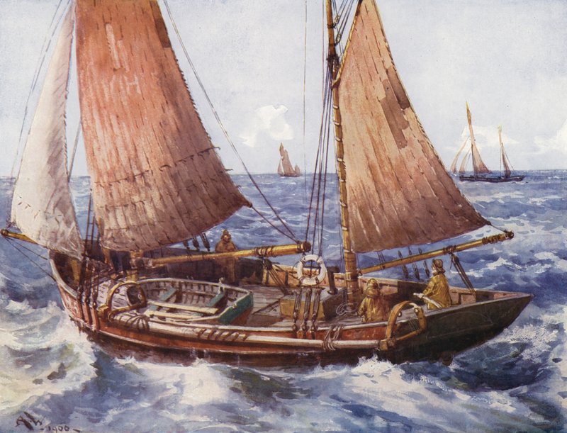 海でのトロール船 (カラー リソ) 作： 英語学校