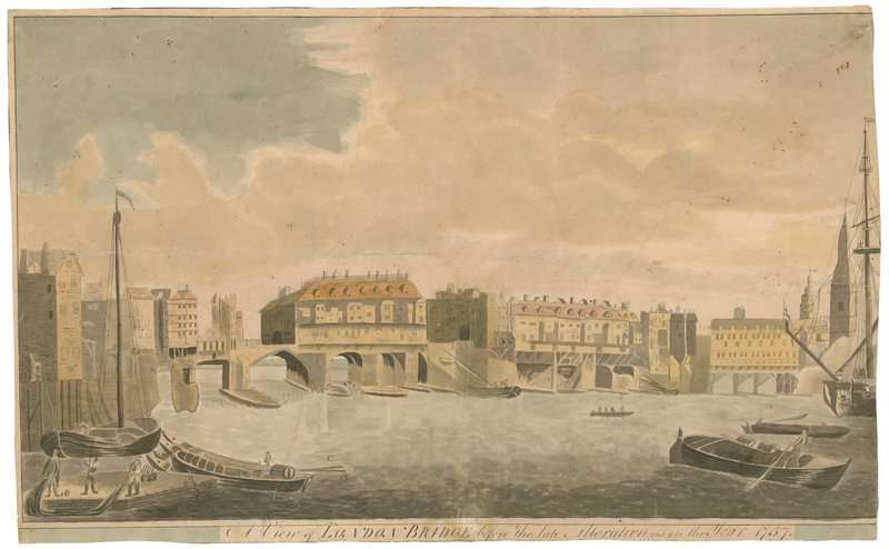 1757年のように変更前のオールドロンドンブリッジの景色 作： 英語学校
