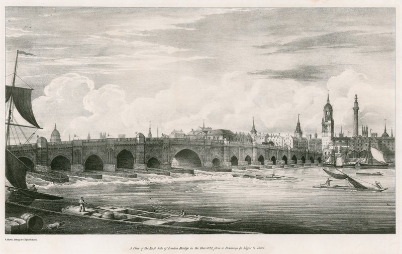 1827年のロンドン橋の東側の眺め 作： 英語学校