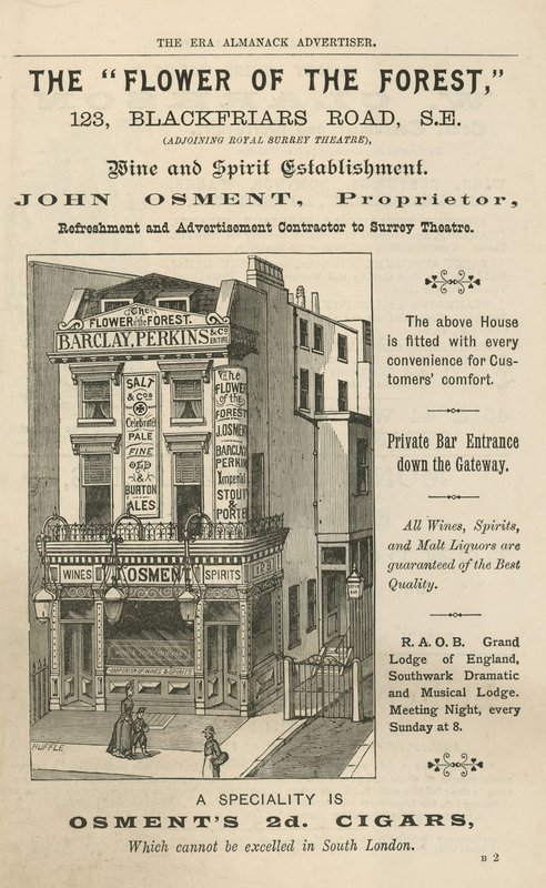 フラワー・オブ・ザ・フォレストの広告、123 Blackfriars Road、ロンドン 作： 英語学校