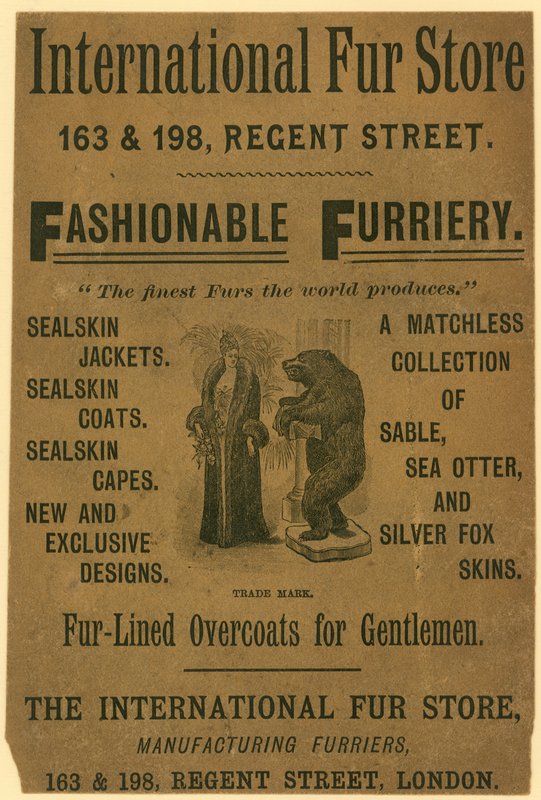 International Fur Store、163＆198 Regent Street、ロンドンの広告 作： 英語学校