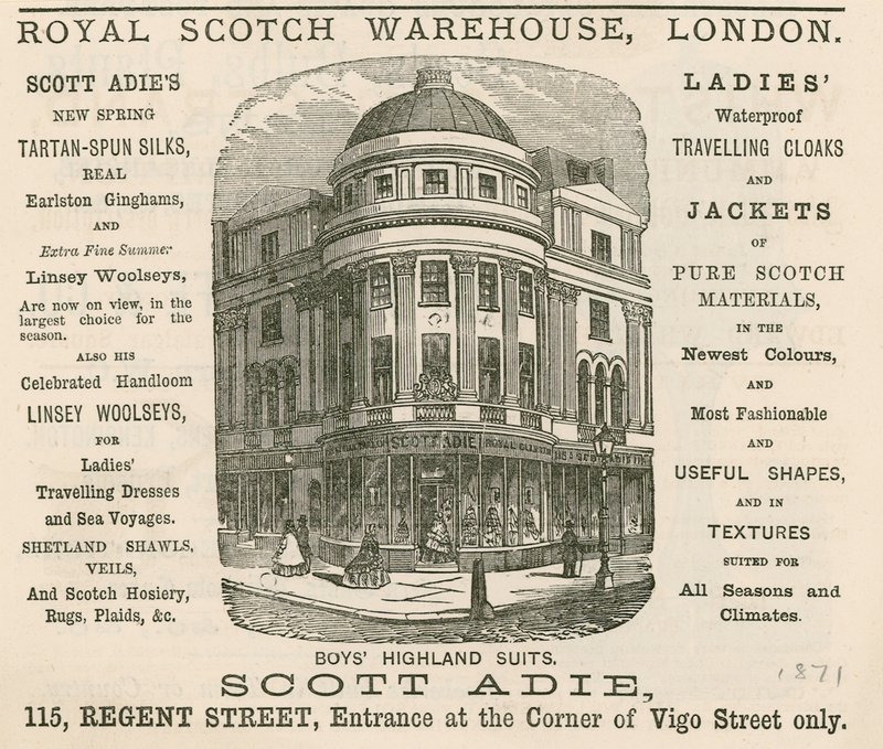 Royal Scotch Warehouse、115 Regent Street、ロンドンの広告 作： 英語学校