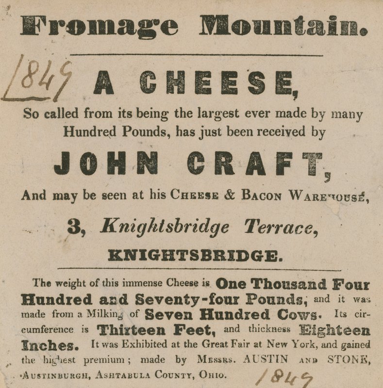 Fromage Mountainと呼ばれるチーズの展示会の広告 作： 英語学校