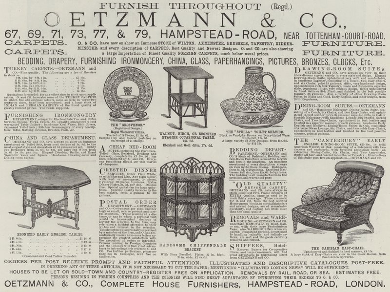 広告、Oetzmann and Company（彫刻 作： 英語学校