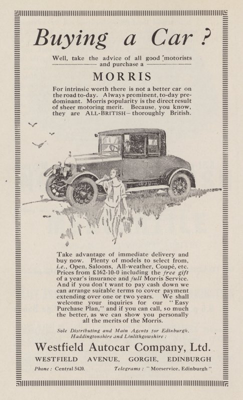 モリス車の広告、1926年 作： 英語学校