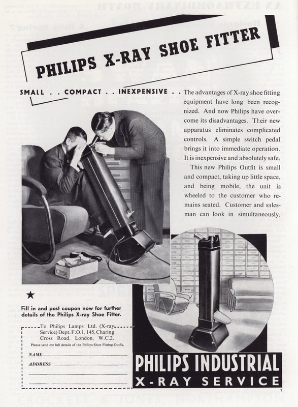 Philips X-Ray Shoe Fitterの広告、1930年代 作： 英語学校