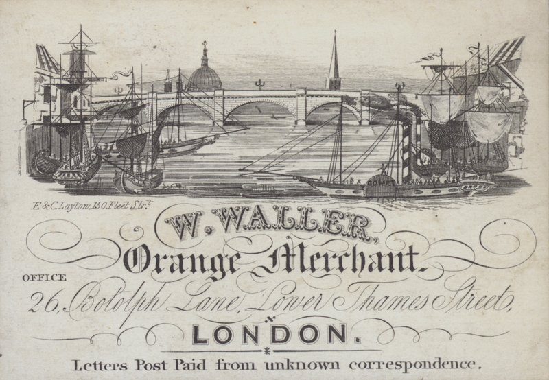 W Waller, Orange Merchant, Londonの広告（リトグラフ版 作： 英語学校