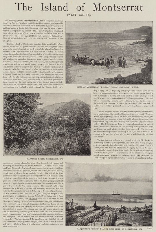 西インド諸島・モントセラト島の広告（彫刻 作： 英語学校