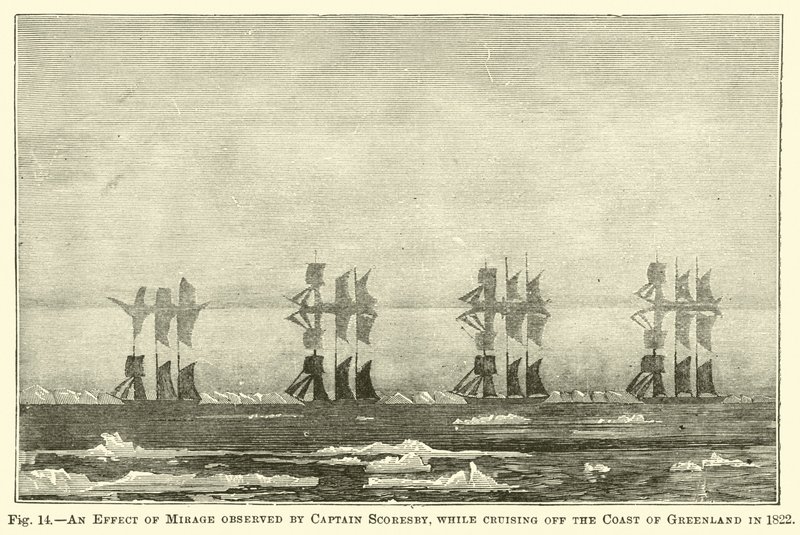 1822年にグリーンランドの海岸沖を巡航中にスコアズビー船長が観測したミラージュの効果 作： 英語学校