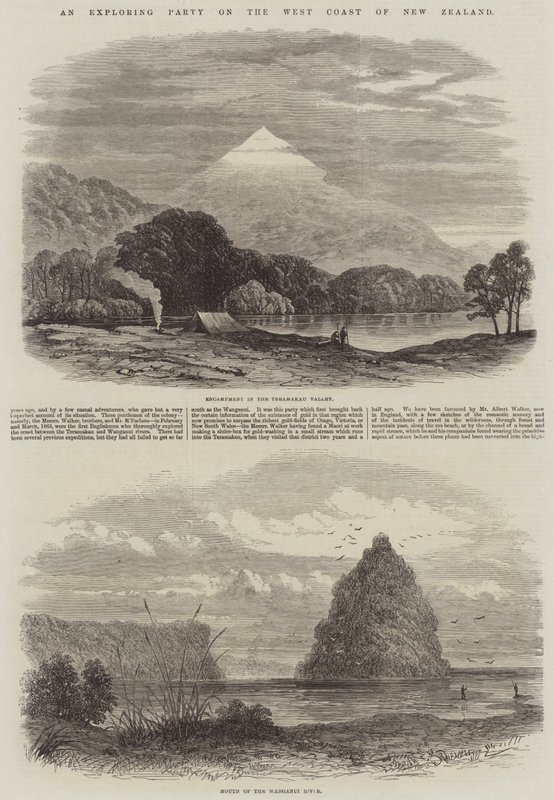 ニュージーランド西海岸の探検隊（版画 作： 英語学校