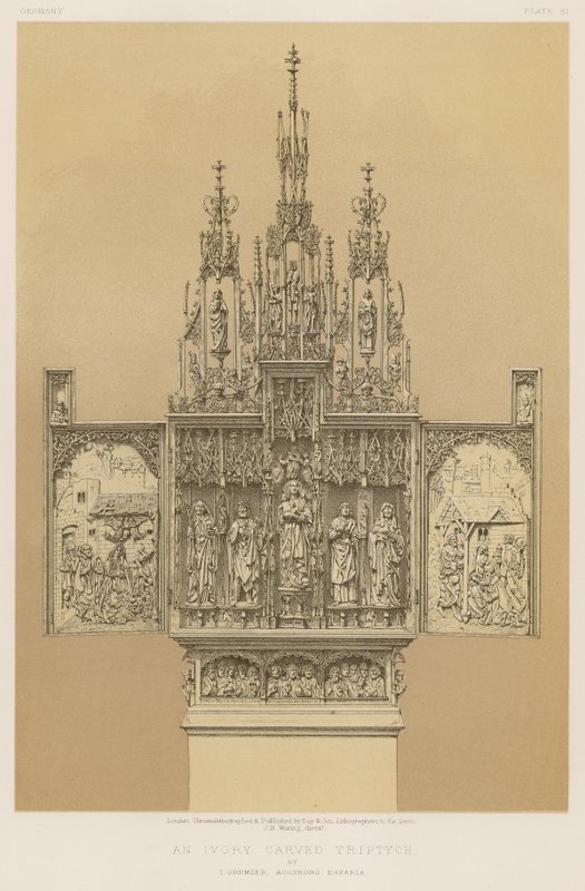 T Gremserによる象牙彫刻の三連祭壇画、アウグスブルク、バイエルン州 作： 英語学校