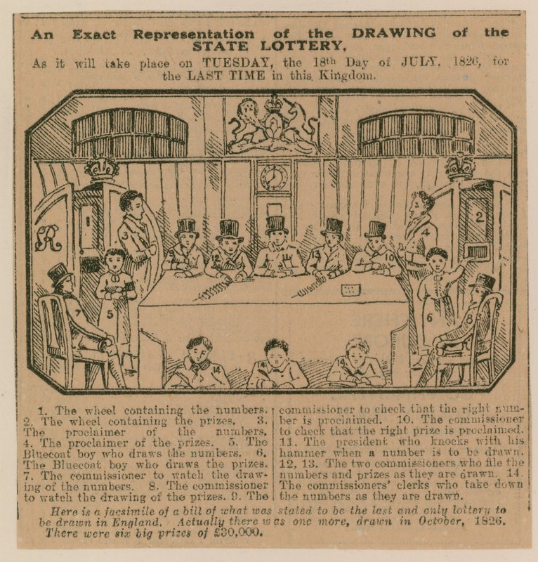 1826年7月18日に王国で最後に行われる州宝くじの抽選の正確な表現 作： 英語学校