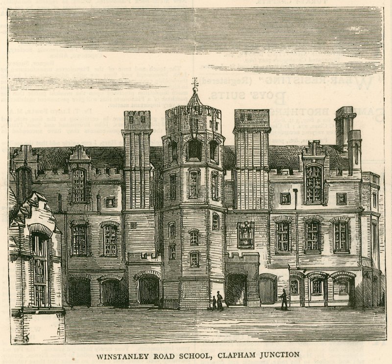 ロンドン教育委員会のアーキテクチャ：Winstanley Road School、Clapham Junction、ロンドン 作： 英語学校