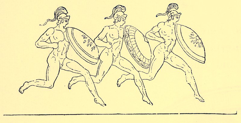 武装レース、ビクターデュルイによるギリシャの歴史のイラスト、1890年（デジタル処理で強化された画像） 作： 英語学校