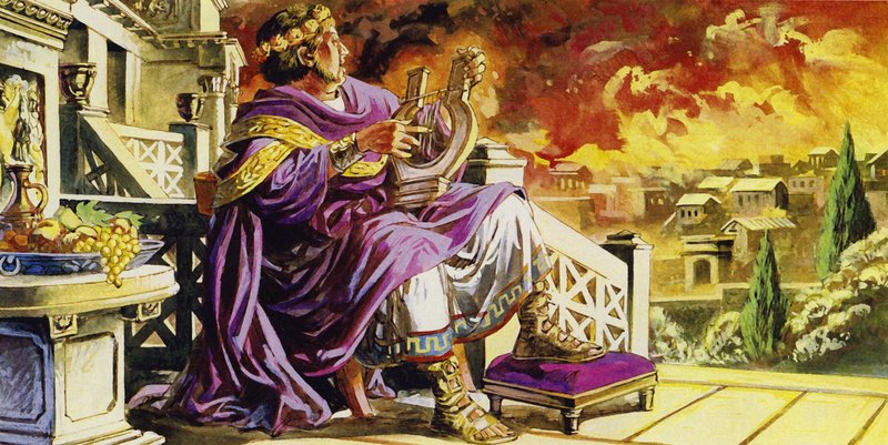 ローマが燃えると、ネロは詩を作って彼のバルコニーに座った 作： 英語学校