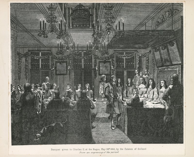 1660年5月30日、オランダの地所からチャールズ2世王に贈られた宴会 作： 英語学校