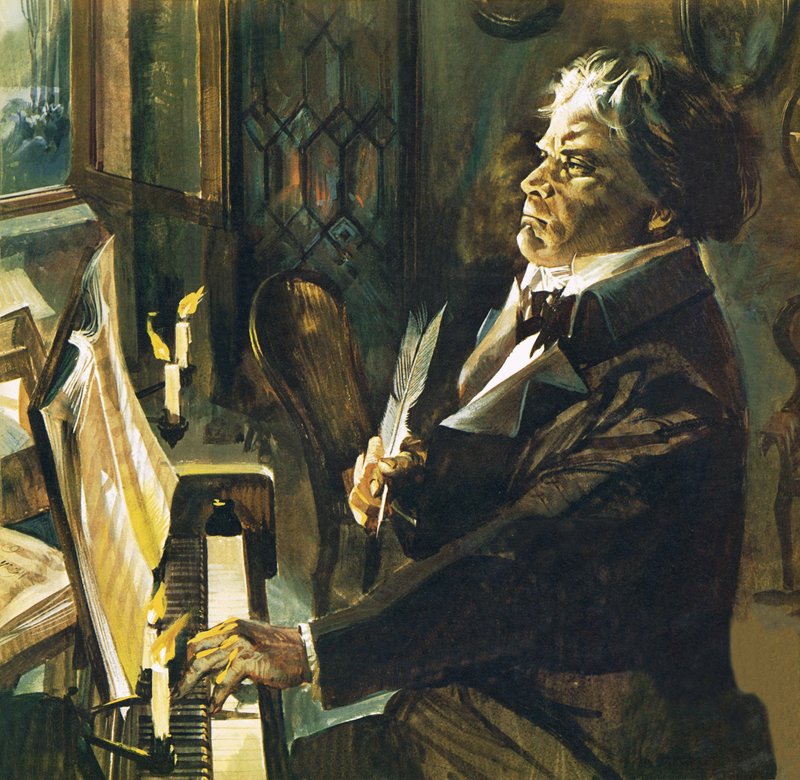 レア　イタリア絵画　ベートーヴェンの楽譜とバイオリン　リトグラフ　インテリア Bösendorfer 