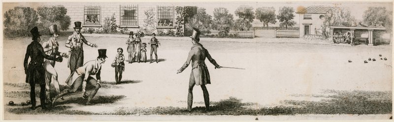 リージェンシーの正体不明のプレジャーガーデンで演奏されているボウル 作： 英語学校