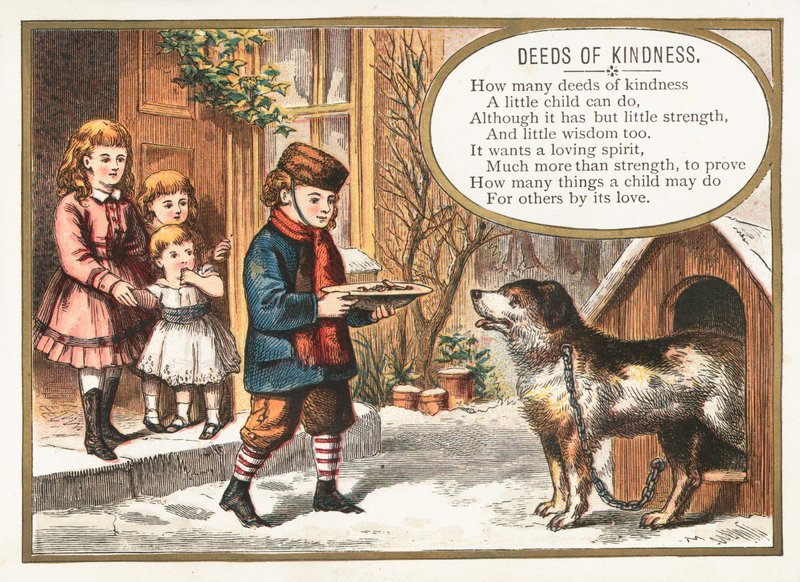 犬小屋、クリスマスカードの犬に餌をやる 作： 英語学校