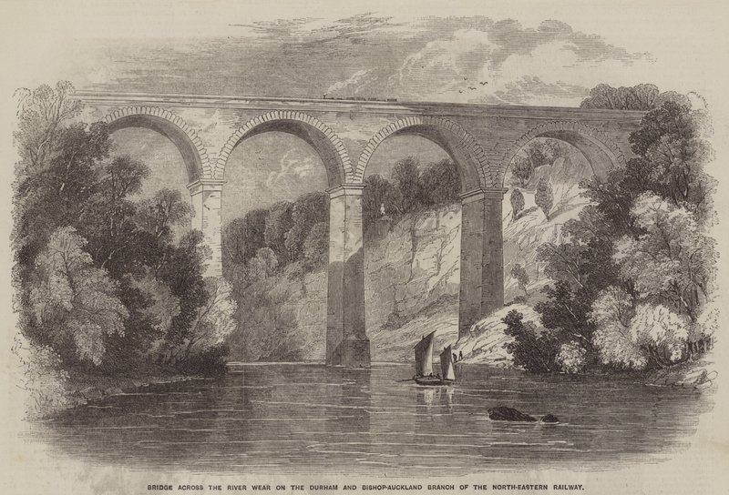 North-Eastern RailwayのDurham and Bishop-Auckland BranchのWear川にかかる橋(彫刻) 作： 英語学校