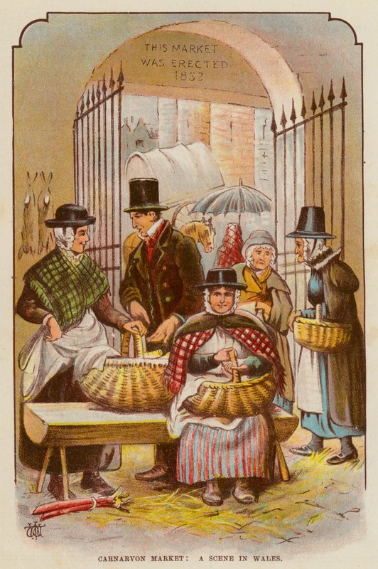 Carnarvon Market、ウェールズのシーン（カラーリソ） 作： 英語学校