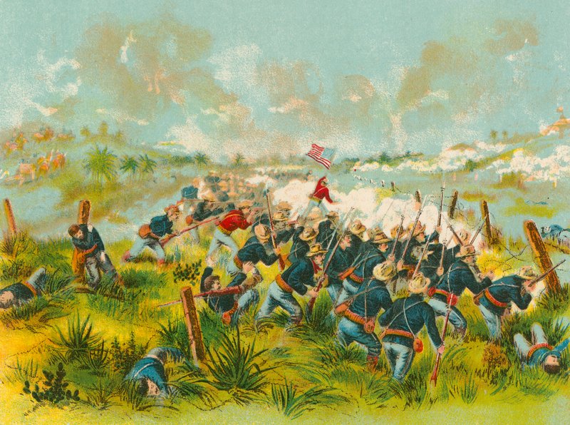 1898年7月1日、サンファンヒルでの米軍部隊の突撃 作： 英語学校
