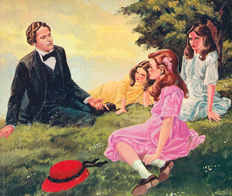 Charles Lutwidge Dodgsonがアリスリデルと彼女の2人の姉妹に物語を語る 作： 英語学校