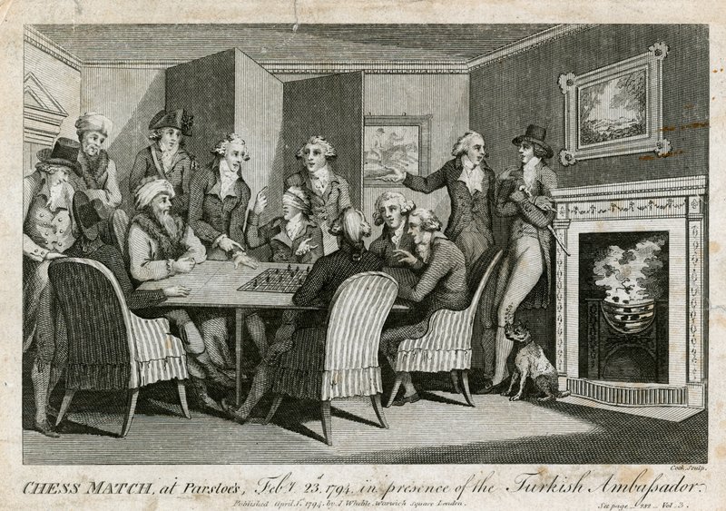 1794年2月23日、トルコ大使の前でパースでのチェスの試合 作： 英語学校
