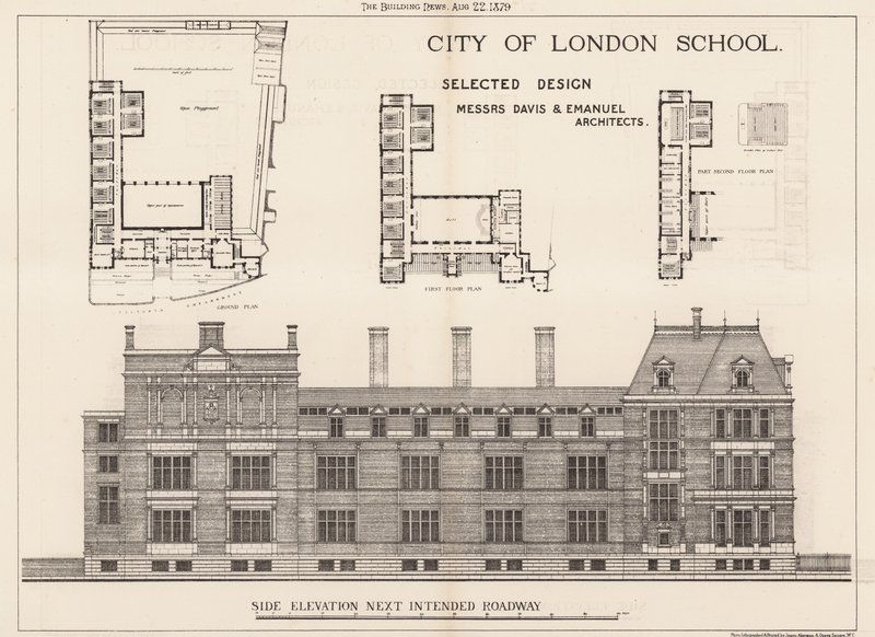 ロンドン市学校;側面図 作： 英語学校