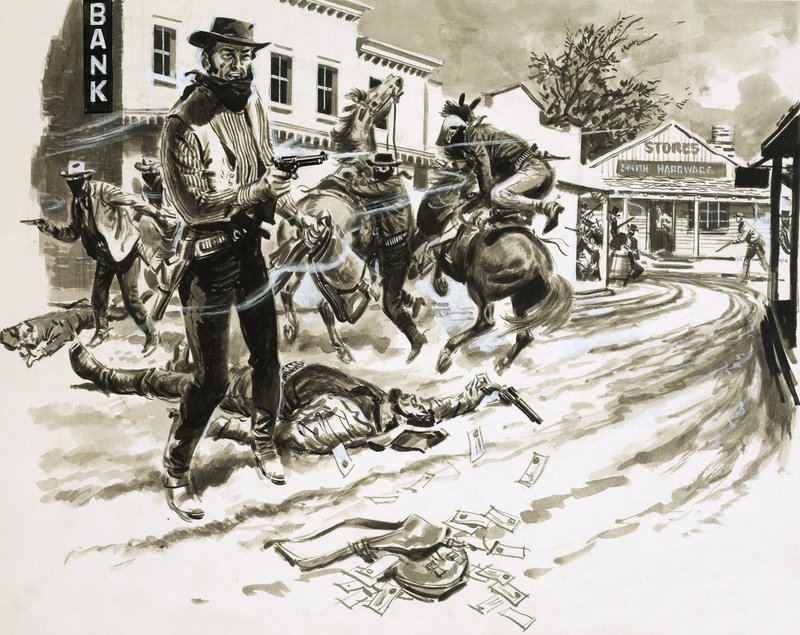 Jesse James GangのメンバーであるCole Youngerが銃撃戦で 作： 英語学校